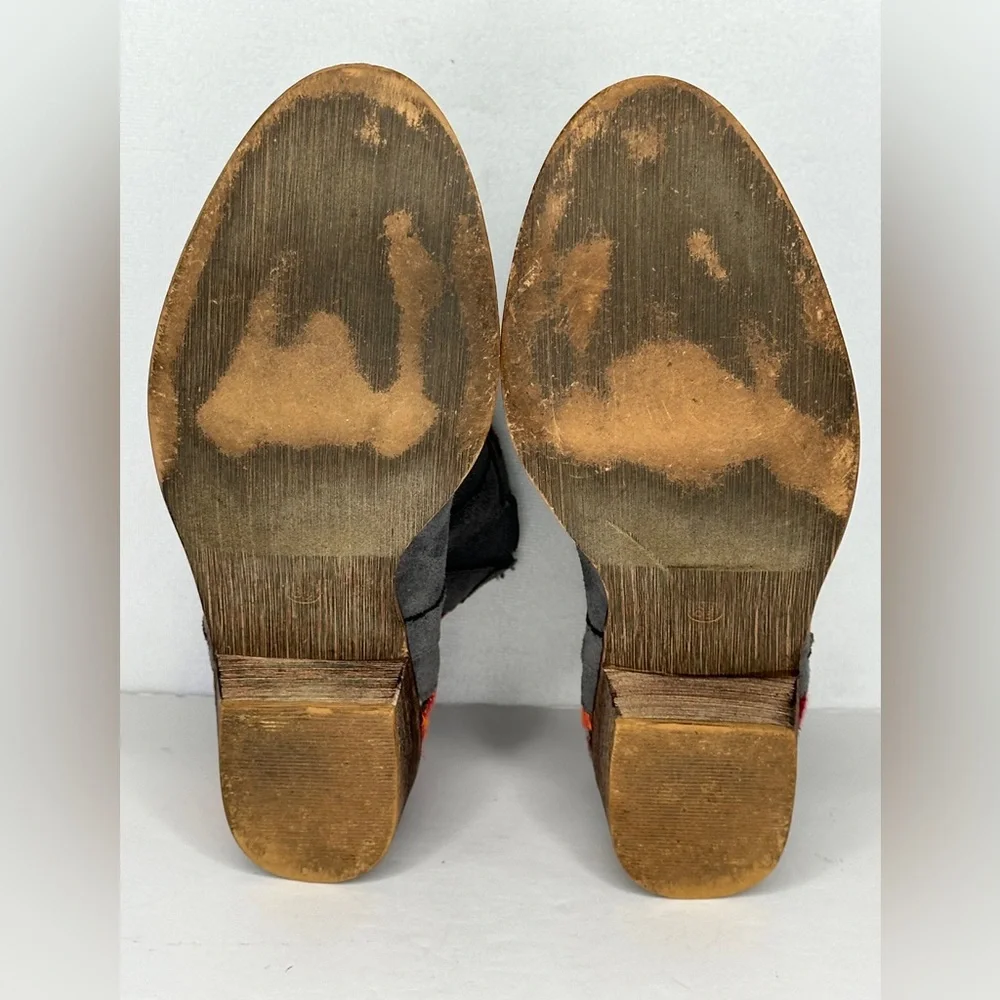 Tiara Topa-5 Gray Faux Suede Embroidered Ankle Booties Boho‎ Chic Sz 6.5 - Picture 7 of 9